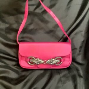 EUC Zoe Adams hot pink hand bag evening small bling